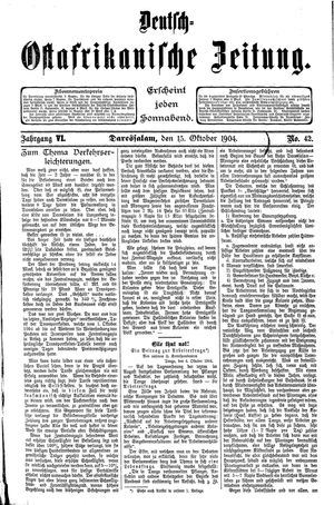 Deutsch-Ostafrikanische Zeitung on Oct 15, 1904
