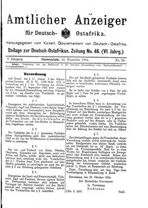 Deutsch-Ostafrikanische Zeitung on Nov 12, 1904