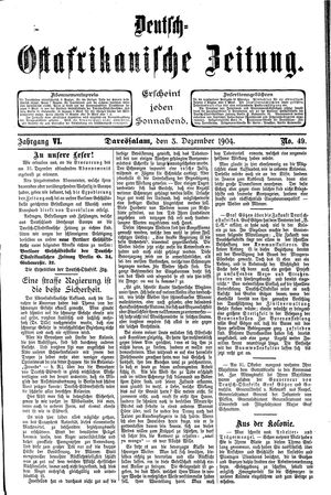 Deutsch-Ostafrikanische Zeitung vom 03.12.1904