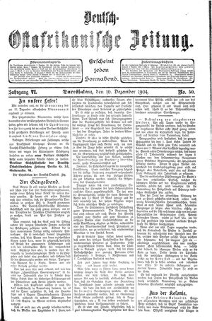 Deutsch-Ostafrikanische Zeitung on Dec 10, 1904