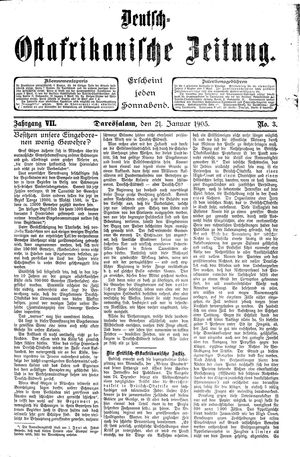 Deutsch-Ostafrikanische Zeitung vom 21.01.1905