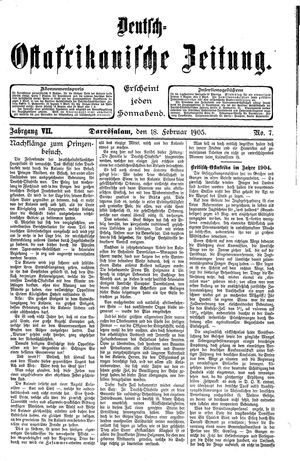 Deutsch-Ostafrikanische Zeitung vom 18.02.1905