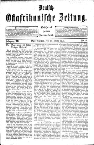 Deutsch-Ostafrikanische Zeitung vom 18.03.1905