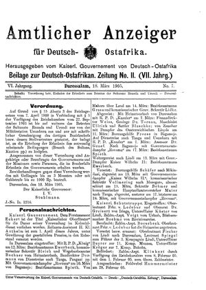 Deutsch-Ostafrikanische Zeitung vom 18.03.1905