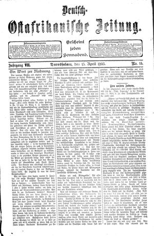 Deutsch-Ostafrikanische Zeitung vom 15.04.1905