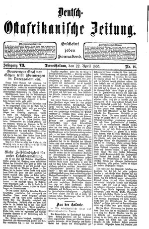 Deutsch-Ostafrikanische Zeitung vom 22.04.1905