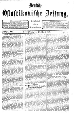 Deutsch-Ostafrikanische Zeitung vom 29.04.1905