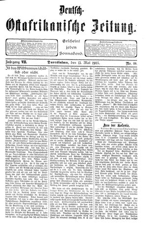 Deutsch-Ostafrikanische Zeitung vom 13.05.1905