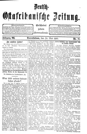 Deutsch-Ostafrikanische Zeitung on May 20, 1905