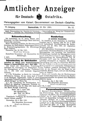 Deutsch-Ostafrikanische Zeitung vom 20.05.1905