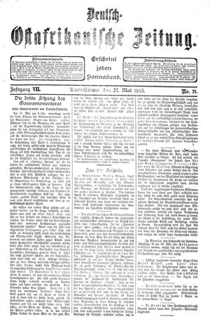Deutsch-Ostafrikanische Zeitung vom 27.05.1905