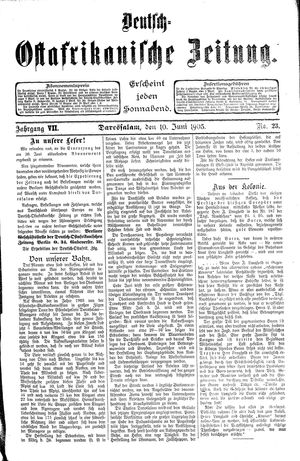 Deutsch-Ostafrikanische Zeitung on Jun 10, 1905