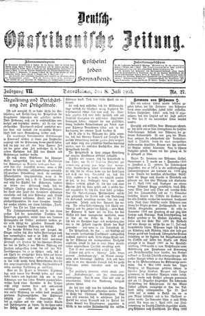 Deutsch-Ostafrikanische Zeitung on Jul 8, 1905