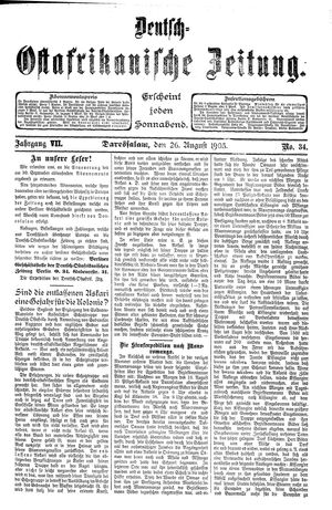 Deutsch-Ostafrikanische Zeitung vom 26.08.1905