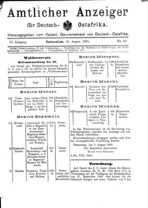 Deutsch-Ostafrikanische Zeitung on Aug 26, 1905