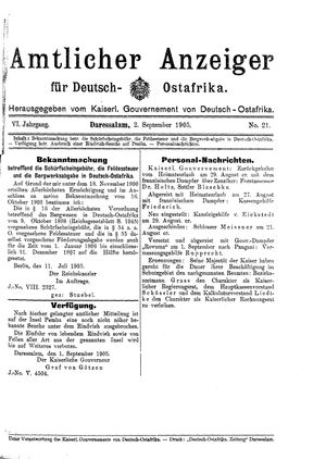 Deutsch-Ostafrikanische Zeitung vom 02.09.1905
