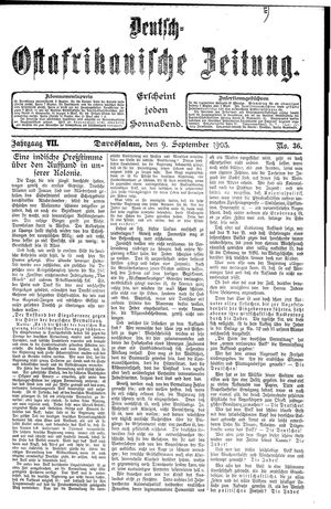Deutsch-Ostafrikanische Zeitung on Sep 9, 1905