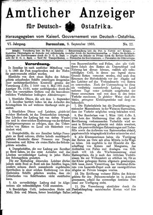 Deutsch-Ostafrikanische Zeitung on Sep 9, 1905