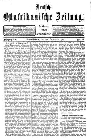 Deutsch-Ostafrikanische Zeitung on Sep 30, 1905