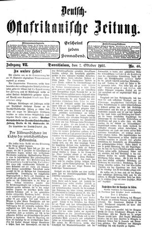 Deutsch-Ostafrikanische Zeitung on Oct 7, 1905