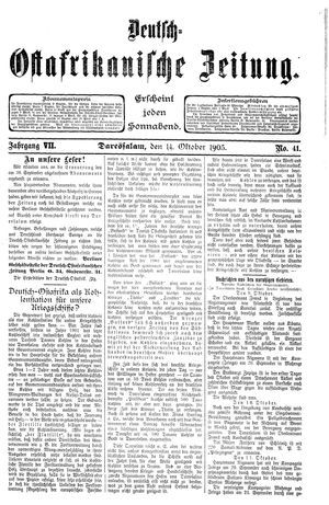 Deutsch-Ostafrikanische Zeitung on Oct 14, 1905