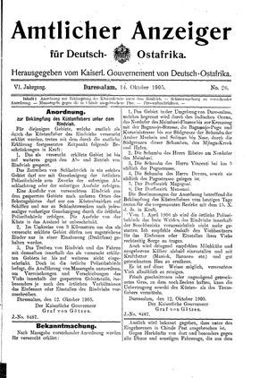 Deutsch-Ostafrikanische Zeitung vom 14.10.1905