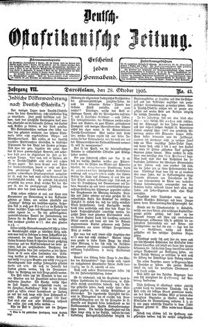 Deutsch-Ostafrikanische Zeitung vom 28.10.1905