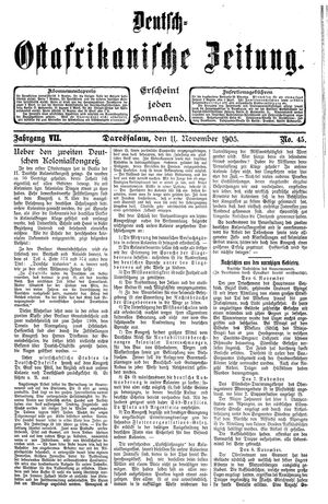 Deutsch-Ostafrikanische Zeitung vom 11.11.1905