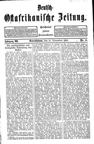 Deutsch-Ostafrikanische Zeitung vom 18.11.1905
