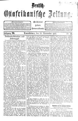 Deutsch-Ostafrikanische Zeitung vom 25.11.1905