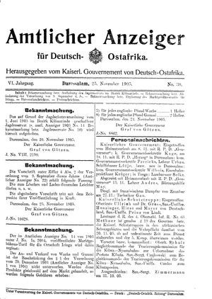 Deutsch-Ostafrikanische Zeitung vom 25.11.1905