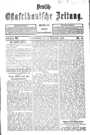 Deutsch-Ostafrikanische Zeitung vom 02.12.1905