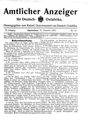 Deutsch-Ostafrikanische Zeitung on Dec 30, 1905