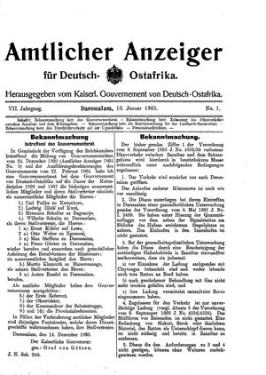 Deutsch-Ostafrikanische Zeitung on Jan 13, 1906