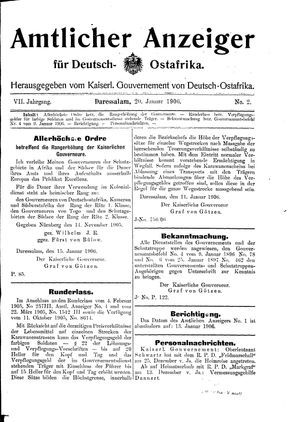 Deutsch-Ostafrikanische Zeitung on Jan 20, 1906