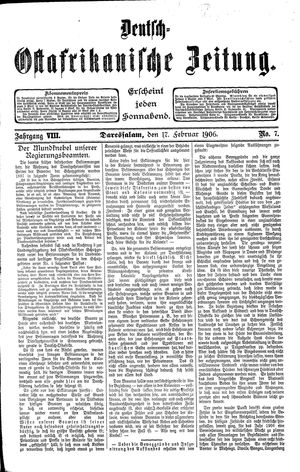 Deutsch-Ostafrikanische Zeitung on Feb 17, 1906