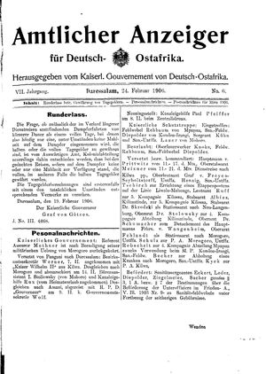 Deutsch-Ostafrikanische Zeitung on Feb 24, 1906