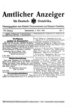 Deutsch-Ostafrikanische Zeitung on Mar 3, 1906
