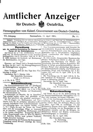 Deutsch-Ostafrikanische Zeitung vom 21.04.1906
