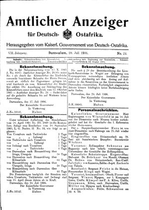 Deutsch-Ostafrikanische Zeitung vom 28.07.1906