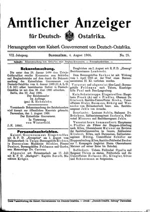 Deutsch-Ostafrikanische Zeitung on Aug 4, 1906