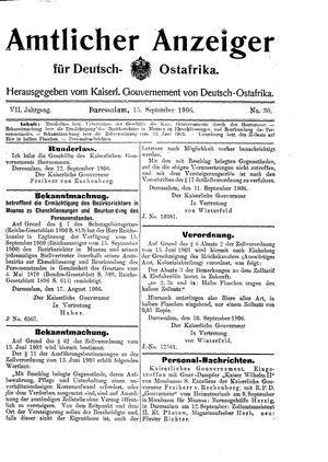 Deutsch-Ostafrikanische Zeitung vom 15.09.1906