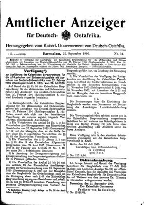Deutsch-Ostafrikanische Zeitung vom 22.09.1906