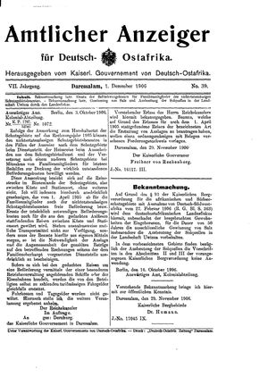 Deutsch-Ostafrikanische Zeitung vom 01.12.1906