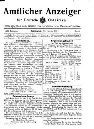 Deutsch-Ostafrikanische Zeitung on Feb 16, 1907