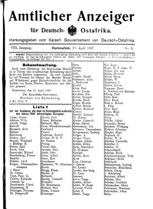 Deutsch-Ostafrikanische Zeitung vom 27.04.1907