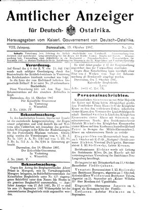Deutsch-Ostafrikanische Zeitung vom 19.10.1907