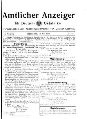 Deutsch-Ostafrikanische Zeitung on May 16, 1908