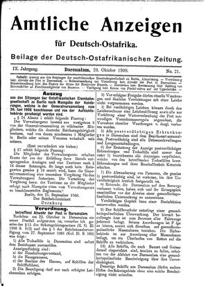 Deutsch-Ostafrikanische Zeitung on Oct 28, 1908