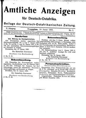 Deutsch-Ostafrikanische Zeitung on Jan 20, 1909